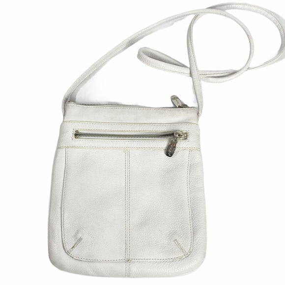 Tignanello Handbags - Tignanello White Pebbled Leather Crossbody Purse